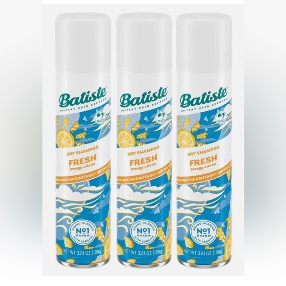 [Pack of 3] Batiste Dry Shampoo Fresh Breezy Citrus, Refresh Hair, 6.73 fl oz